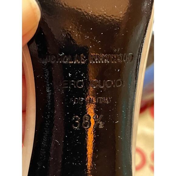 Nicholas Kirkwood Navy Neon Green Patent Leather Heels Pumps Women's Size 38.5/8 - Picture 8 of 11